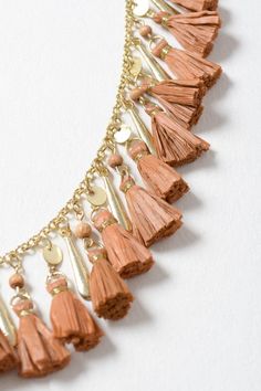 Solid Tassel Chain Necklace Adjustable Chain Clasp Closure Size 32" Round Length Composition: Brass, Raffia, Wooden Beads, Polyester 4th Of July Dresses, Tassel Jewelry, Chain Fashion, Western Boho, Head Accessories, Tassel Fringe, Accessories Jewelry Earrings, Beaded Tassels, Affordable Clothes