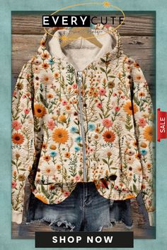 Wildflower Embroidery Art Comfy Zip Up Hoodie Hooded Winter Outerwear With Floral Print, Winter Hooded Floral Print Outerwear, Embroidered Fall Hoodie Outerwear, Floral Embroidery Long Sleeve Hoodie For Fall, Winter Floral Embroidered Long Sleeve Sweatshirt, Winter Cotton Hoodie With Floral Embroidery, Hooded Hoodie With Floral Embroidery For Spring, Spring Hooded Outerwear With Floral Embroidery, Winter Floral Print Hoodie Sweatshirt