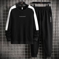 Wiaofellas Autumn Men Casual Sports Set Round Neck Tracksuit Fashion Sweatshirt and Sweatpants 2 Piece Sets Male Sportswear Outfit Set Tracksuit Fashion, Mens Black Vest, Jogger Outfit, Sportswear Outfits, Men Tracksuit, 2 Piece Sets, Track Suit Men, Training Clothes, Casual Sportswear