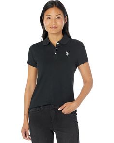 U.S. POLO ASSN. Short Sleeve Small Pony Solid Pique Polo Shirt | 6pm Short Sleeve Polo Shirt With Button Closure For Work, Casual Short Sleeve Polo Shirt With Buttons, Solid Color Button-up Polo Shirt With Placket, Button-up Polo Shirt With Placket, Solid Button-up Polo Shirt With Placket, Fitted Casual Polo Shirt With Buttons, Casual Polo Collar Top With Button Closure, Polo Collar Top With Button Closure, Fitted Casual Button-up Polo Shirt