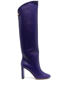 purple calf leather high heel knee-length pull-on style Maison Skorpios Boots, Farfetch Shoes, Leather High Heels, Women Boots, Boots Fall, Flat Boots, Ballet Flat Shoes, Pump Sandals, Ski Wear