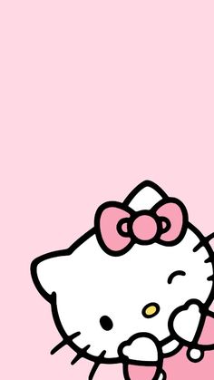 a hello kitty wallpaper with a pink background