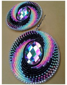 pair of earrings with multicolored glass beads