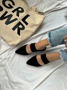 Everyday Black Mules With Round Toe, Leather Slip-on Mules For Day Out, Trendy Black Closed Toe Mules, Everyday Black Round Toe Mules, Trendy Suede Pointed Toe Mules, Black Suede Sandals With Pointed Toe, Trendy Black Flat Heel Mules, Casual Black Heels For Day Out, Black Mules For Everyday Spring Wear