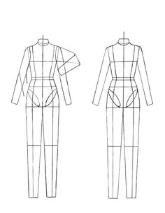 the front and back views of a jumpsuit