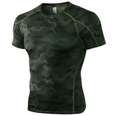 PRICES MAY VARY. ➤【Dry-Fit Shirts for Men】: Our short sleeve compression shirt men is made of ultra soft, breathable and sweat-wicking 4-way stretch superior quality fabric, enable sweat easy for air-dry to prevent clothes sticking to the body. Excellent elasticity and durability shirts are great for all day wear. ➤【Flatlock Seams & Sun Protection】: These sports baselayer t-shirts tops adopt 4-needles ergonomic flatlock seams that allows you to move better in every direction without fear of chafing. Men's workout running shirts of sun protection, which can protect your skin from the sun's harmful UV rays. ➤【Running Compression Design】: SPVISE men's sports compression tops provides and highlight the corners and curves of human muscles. Athletic compression shirt for men can also increase bl Affordable Under Armour Men's T-shirt, Camouflage Short Sleeve Sports Top, Green Compression Tops With Breathable Fabric, Fitted Camouflage Short Sleeve Tops, Camouflage Fitted Short Sleeve Tops, Fitted Green T-shirt For Gym, Fitted Camouflage Tops With Short Sleeves, Fitted Dri-fit T-shirt For Sports Season, Sporty Camouflage Tops For Sports