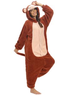 PRICES MAY VARY. Unleash Cosplay Charm: Embrace your inner character with intricately designed hooded onesies. These animal onesie costumes bring eyes, mouths, and noses to life, perfect for standing out at gatherings, parties, and even Halloween events. Warmth & Flexibility: Stay warm and stylish in winter with plush polar fleece animal onesies. Crafted for adult women, they offer unparalleled comfortable and warmth. The loose fit ensures flexibility without sacrificing style. Practical Style Fusion: Experience seamless style and functionality with animal onesies. Diagonal pockets hold essentials, while button closures ensure easy wear. Windproof elastic cuffs add practicality, maintaining a neat look. Express Your Individuality: Halloween onesies for women let you showcase uniqueness at One Piece Halloween, Pyjamas Onesie, Costume Carnevale, Adult Onesie Pajamas, Carnaval Costume, Onesie Costumes, Cute Onesies, Animal Onesie, Sleepwear For Women