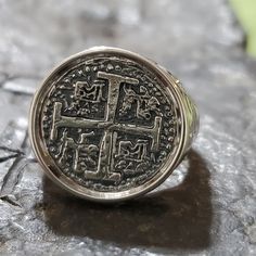 Antique Engraved Coin Signet Ring, Antique Coin Shaped Engraved Signet Ring, Antique Coin-shape Engraved Signet Ring, Silver 14k Gold Ring For Commemoration, Bronze Engraved Signet Ring, Engraved Bronze Signet Ring, Heirloom Round Hammered Jewelry, 14k Gold Hammered Engraved Ring, Silver Hammered Signet Ring As Gift