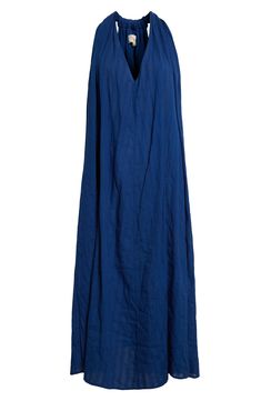 Serve up casual-chic vibes in this sleeveless midi dress framed by a racerback and cinched by a removable robe belt. Slips on over head Deep V-neck Sleeveless Side-seam pockets 100% cotton Dry clean Imported Chic Unlined Maxi Dress For Spring, Casual Halter Neck Maxi Dress For Daywear, Sleeveless Unlined Midi Dress For Daywear, Spring Midi Length Unlined Sleeveless Dress, Unlined Sleeveless Midi Dress For Spring, Sleeveless Midi Dress For Daywear, Unlined Sleeveless Dress For Daywear In Summer, Chic Halter Neck Maxi Dress For Daywear, Sleeveless Unlined Maxi Dress For Spring