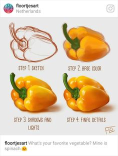 an image of how to draw peppers in adobe and photoshopped with the text