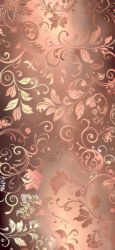 an image of a metallic background with flowers and swirls on the side, as well as