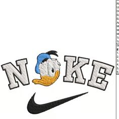 the word nike with a cartoon duck on it