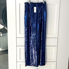 Navy Sequins Wide Leg Nwt These Are A Definite Statement Pant Great For Parties Or A Night Out Msrp $598 Polo Lauren, Pink Chinos, Statement Pants, White Cargo Pants, Khaki Chino Pants, Satin Trousers, Wide Leg Sweatpants, Polo Ralph Lauren Women, Wide Leg Dress Pants