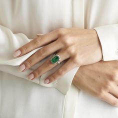 Colombian Emerald Ring, Emerald Set, Emerald Wedding Rings, Emerald And Diamond Ring, Emerald Diamond Ring, Colorless Diamond, Colombian Emeralds, Emerald Engagement