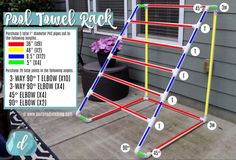 the back side of a house with instructions on how to build a pool tunnel rack