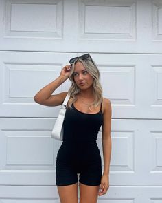 Black Rib Playsuit The comfiest playsuit you'll ever own! Spend your day lounging at home, or pair with sneakers and a cross body bag when running errands. A Cross, Black Rib, Fabric Swatches, Cross Body Bag, Playsuit, Body Bag, Running Errands, Scoop Neckline, Cross Body