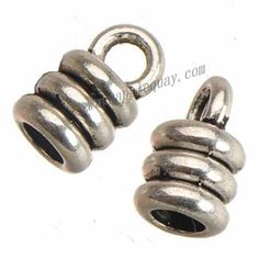 two silver plated metal spacer beads