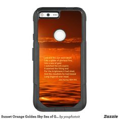 an orange sunset with the bible verse on it for google phone cases, designed by zazzle