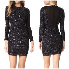 Needle & Thread Long Sleeve Lace Sequin Embellished Mini Dress Black Midnight 0. In Excellent Like New Condition! Measurements Shown In Photos. Needle And Thread Dresses, Sheer Sleeve Dress, Plunge Maxi Dress, Dress With Puffy Sleeves, Embellished Mini Dress, Sequence Dress, Ballerina Dress, Beaded Cocktail Dress, Red Floral Dress