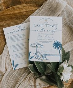 the last toast is on the table next to some flowers and an open book that says,