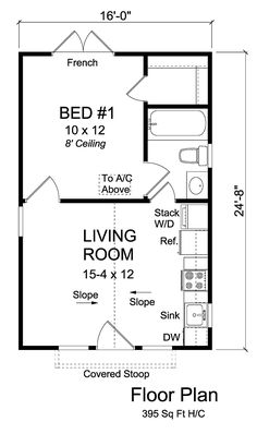 the floor plan for a small house with two bedroom and living room, as well as a