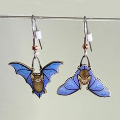 |200001034:361188#Earrings;200000783:173|3256803521593699-Earrings-Blue Little Brown Bat, Crochet Unique, Goth Accessories, Bat Earrings, Lucky Jewelry, Punk Accessories, Cute Bat, Asymmetrical Earrings, Blue Wings