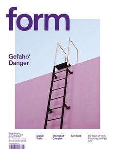 the cover of form magazine features a ladder leaning up against a pink wall and blue sky