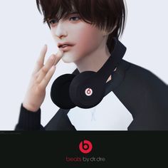 an animated woman with headphones on her ears and hands in front of her face