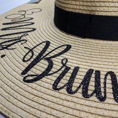 Customize this hat with your name, quote or your own (future) last name PRODUCT FEATURES Colors: Black and Natural Floppy brim Hidden elastic band FIT & SIZING One size 5-in. brim 17.25-in circumference FABRIC & CARE Paper, polyester Spot clean Imported Custom Wide Brim Straw Hat For Summer, Custom Wide Brim Straw Hat For Beach, Custom Wide Brim Straw Hat For The Beach, Custom Brimmed Straw Hat For The Beach, Custom Straw Hat For Summer, Custom-designed Brimmed Straw Hat For Beach, Customizable Curved Brim Hat For Vacation, Customizable Adjustable Hats For Vacation, Customizable Adjustable Beach Hats