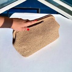 Crochet Natural Raffia Pouch Clutch Beach Wedding Straw Bag - Etsy Beige Rectangular Evening Bag With Top Carry Handle, Natural Clutch Bag With Detachable Handle, Beige Clutch Bag With Top Carry Handle, Beige Satchel Clutch With Top Carry Handle, Beige Pouch Evening Bag With Removable Pouch, Beige Evening Bag With Removable Pouch, Elegant Beige Crochet Bag With Top Carry Handle, Beige Clutch Cosmetic Bag, Beige Crochet Top Handle Bag With Removable Pouch