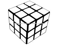 a black and white drawing of a rubik cube