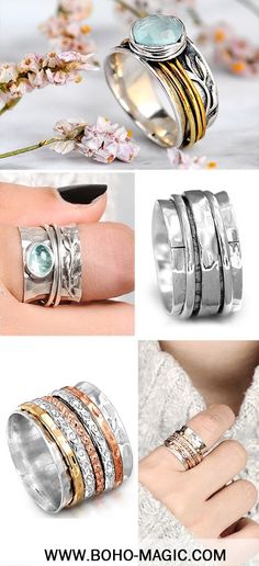 Sterling silver spinner ring Spinner Rings Womens, Jewelry Wax, Metal Jewelry Making, Antique Spoons, Antique Silverware, Metalsmithing Jewelry, Metal Clay Jewelry, Fidget Rings, How To Make Rings