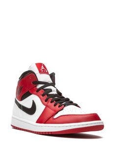 Find JORDAN Air 1 Mid Chicago 2020 Sneakers on Editorialist. red/white/black leather/rubber round toe flat rubber sole front lace-up fastening branded insole ankle-length These styles are supplied by a premium sneaker marketplace. Stocking only the most sought-after footwear, they source and curate some of the most hard to find sneakers from around the world. Air Jordan 1 Mid Chicago, Jordan Air 1 Mid, Jordan 1 Mid Chicago, Jordans Retro, Red Jordans, Jordan Air, Nike Air Jordans, Air Jordan 1 Retro High Og, Kids Jordans