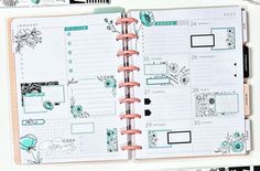 an open planner book with lots of pages