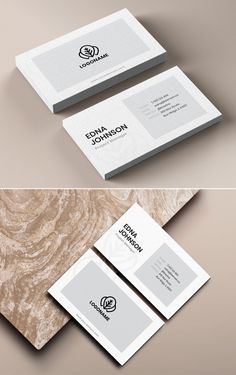 two different business cards on top of each other with the same logo and address card