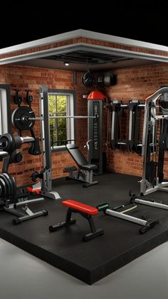 there are many different gym equipment in this room