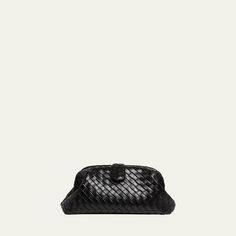 Bottega Veneta "Lauren" clutch bag in intrecciato leather  Center snap strap closure  Approx. 10.2"H x 21.3"W x 7.5"D Made in Italy Bergdorf Goodman, Clutch Handbag, Bottega Veneta, Clutch Bag, Tops Designs, In Italy, Italy, Luxury Fashion, Leather