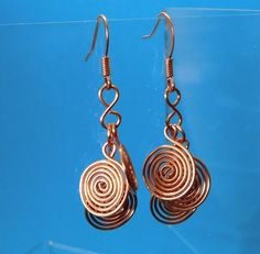 Unique Earrings for Girlfriend Gift, Multi Swirl Dangles, Natural Copper, Wire Spiral Clusters, Artistic Sculpture Jewelry, Wife Present Wire Wrapped Spiral Copper Earrings, Copper Spiral Wire Wrapped Earrings, Wire Wrapped Copper Spiral Earrings, Bronze Spiral Earrings For Gifts, Spiral Copper Wire Jewelry With Ear Wire, Nickel-free Spiral Copper Jewelry, Spiral Copper Wire Earrings As Gift, Handmade Spiral Copper Wire Earrings, Rose Gold Spiral Nickel-free Earrings