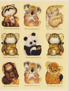 an animal sticker sheet with different types of stuffed animals on it's back