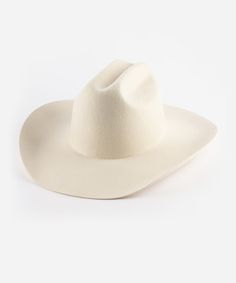 Gigi Pip felt hats for women - Teddy Cattleman - 100% australian wool classic cattleman crown with a wide upturned brim [off white] White Western Hat, Rigid Hat With Curved Brim For Western-themed Events, Rigid Curved Brim Hat For Western-themed Events, Western Hats For Ranch, Country Style Hat With Flat Brim For Ranch, Southwestern Wide Brim Felt Hat For Western-themed Events, Country Style Flat Brim Hat For Ranch, Western Wide Brim Fitted Hats, Fitted Wide Brim Western Hats