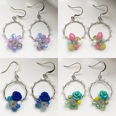 Cute dangle floral circle earrings. Thank you for visiting PastelGems Hoop Flower Charm Earrings As Gift, Whimsical Spring Jewelry Gift, Spring Hoop Earrings With Flower Charm As Gift, Spring Flower Charm Hoop Earrings As Gift, Spring Gift Hoop Earrings With Flower Charm, Pastel Drop Earrings For Gifts, Pastel Handmade Earrings For Gifts, Handmade Pastel Earrings For Gift, Dainty Hoop Flower Earrings Gift