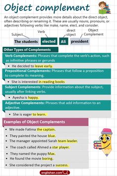 Object Complement in English Grammar with Examples Infinitive Phrases, Subject Object, Writing Help