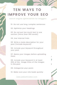 the ten ways to improve your seo