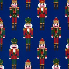 a blue background with nutcrackers and soldiers on it's sides, all in different colors