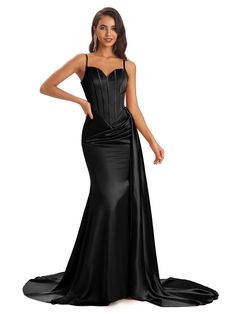 black|sopa Black Satin Gown With Sweetheart Neckline, Sleeveless Satin Corset Dress For Bridesmaids, Satin Sweetheart Neckline Corset Dress For Prom, Fitted Black Evening Dress With Satin Finish, Black Satin Corset Dress For Wedding, Black Fitted Satin Dress For Wedding, Satin Corset Dress With Sweetheart Neckline For Prom, Black Satin Corset Dress For Prom, Black Satin Evening Dress With Fitted Bodice