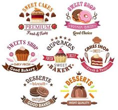 the logos for bakery and pastry shops