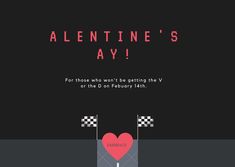 a valentine's day card with a heart and checkered flag on the front