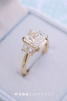 Radiant With Trapezoids, Radiant Three Stone Ring, Radiant Cut With Trapezoid Side Stones, Radiant With Trapezoid Side Stones, Three Stone Wedding Rings, Radiant With Side Stones, Radiant With Baguettes, Radiant Cut With Side Stones, Radiant 3 Stone Engagement Ring