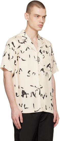 Tencel twill shirt. Graphic pattern printed throughout. · Open spread collar · Button closure · Patch pocket · Vented side seams Supplier color: Off-white Twill Shirt, Mens Button Up, White Brand, Lifestyle Shop, Online Shopping Clothes, Brand Colors, Luxury Streetwear, Casual Shirts, Button Down Shirt