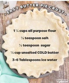 a pie crust with instructions to make it